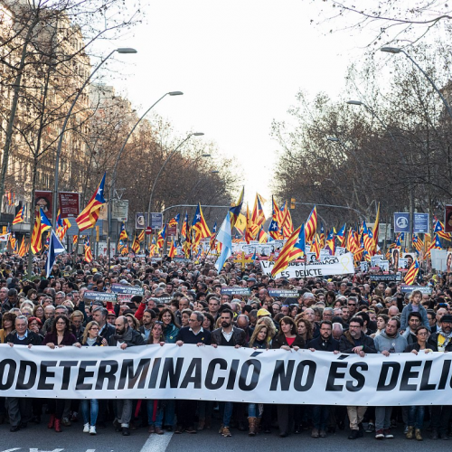 Manifestació Gran Via de les Corts Catalanes de Barcelona el 2019. Foto Òmnium Cultural
