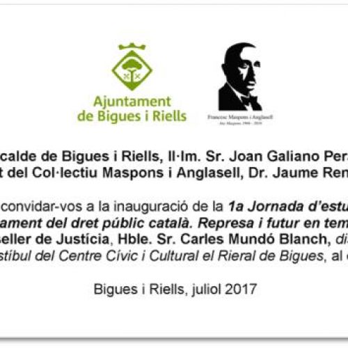 1a Jornada d’estudis i debat per al desenvolupament del dret públic català